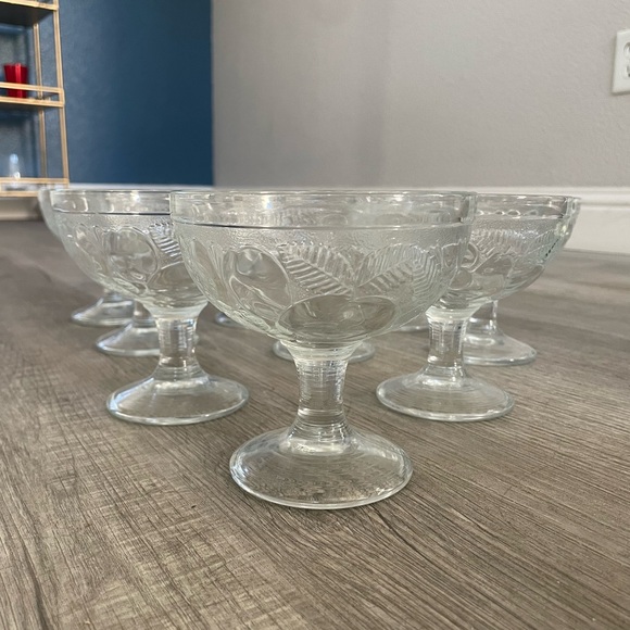 9 piece Vintage French “Fruit Relief” Dessert/Champagne Glass